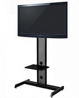 Мощная презентационная стойка для ТВ Техно - 3 укомплектованная креплением для
телевизора весом до 68 кг и полочкой для видеокамеры с функцией регулировки высоты.